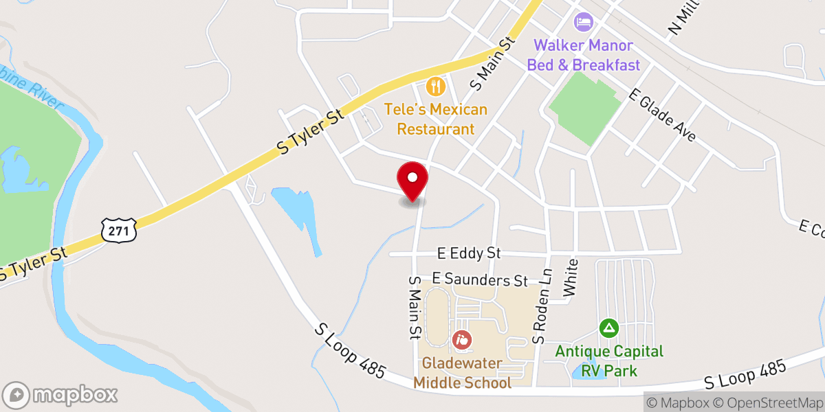 Map showing location of South Main Church of Christ