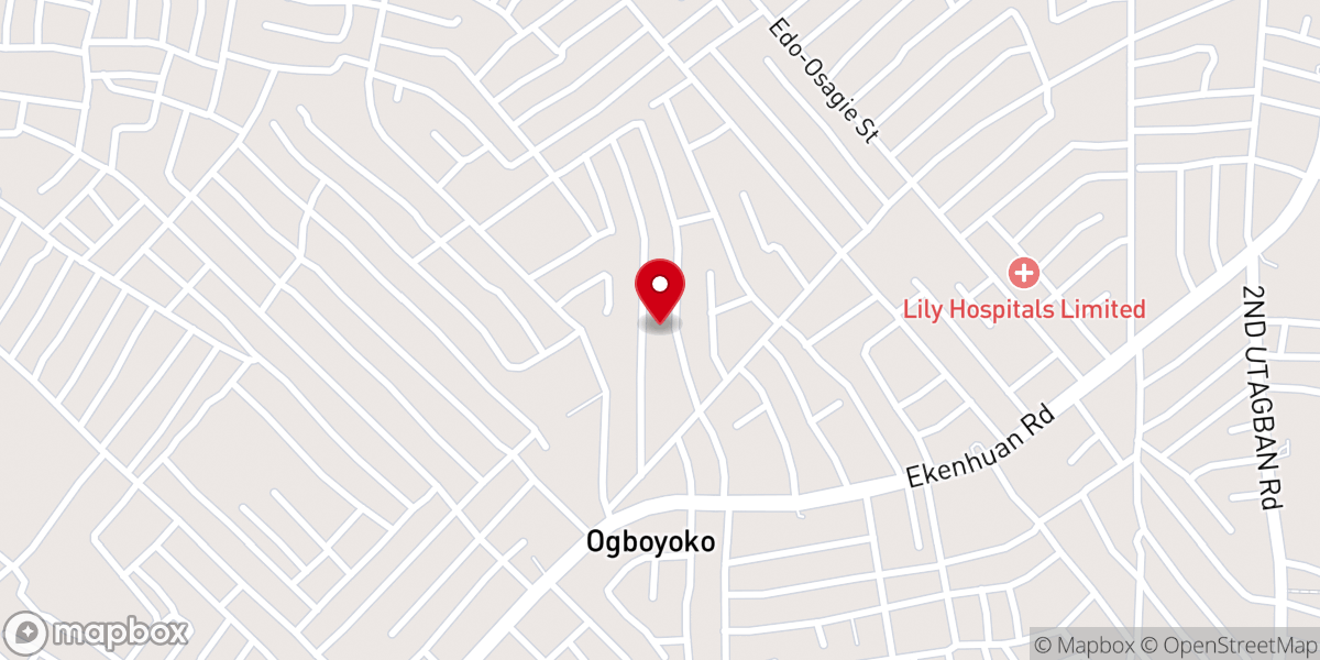Map showing location of St Andrew's Catholic Church, Ugbighoko, Benin City