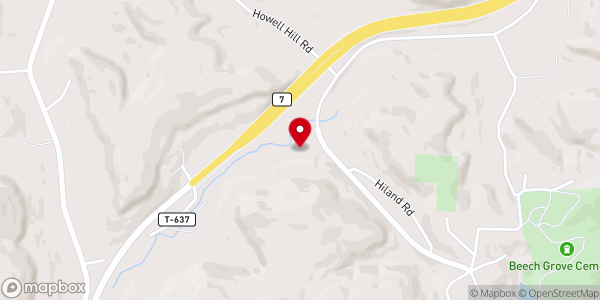 Map showing location of Hiland Chapel Methodist Church