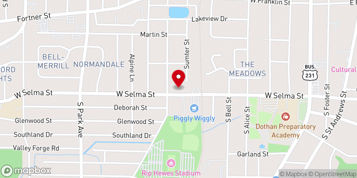 Map showing location of City Church Dothan Assemblies of God