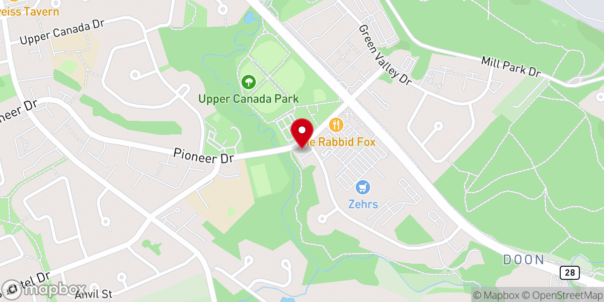 Map showing location of Pioneer Park Church of God / Canadian United Pentecostal Church Kitchener