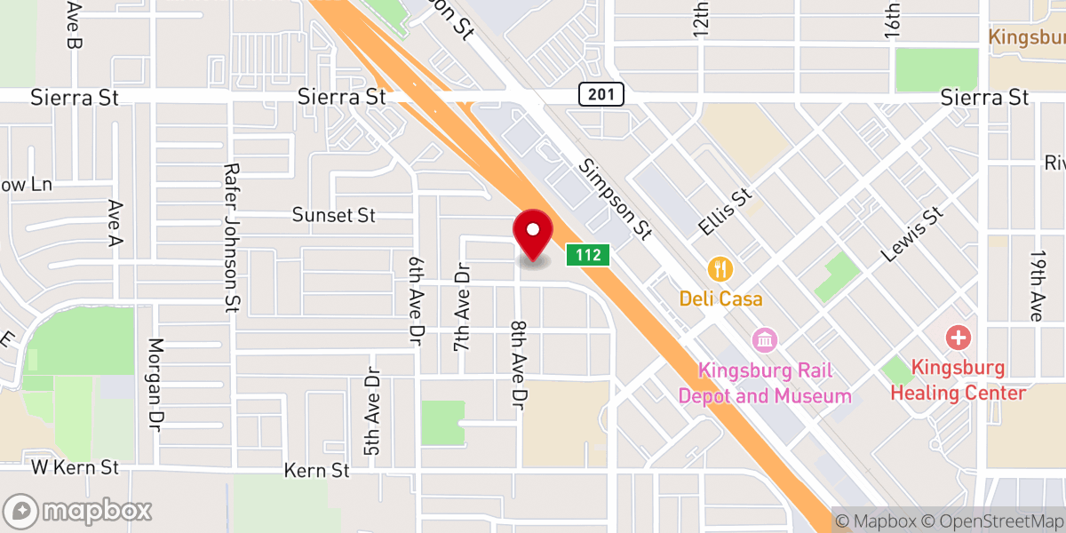 Map showing location of Kingsburg Buddhist Church