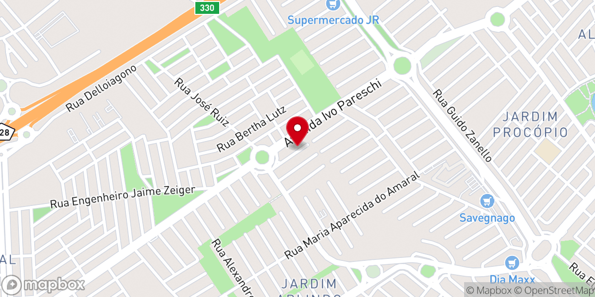 Map showing location of Igreja Batista da Palavra em Ribeirão Preto