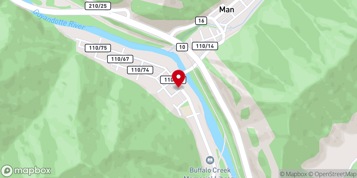 Map showing location of Man Baptist Church