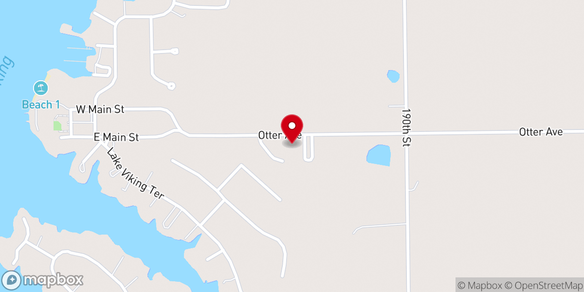 Map showing location of Lake Viking Church