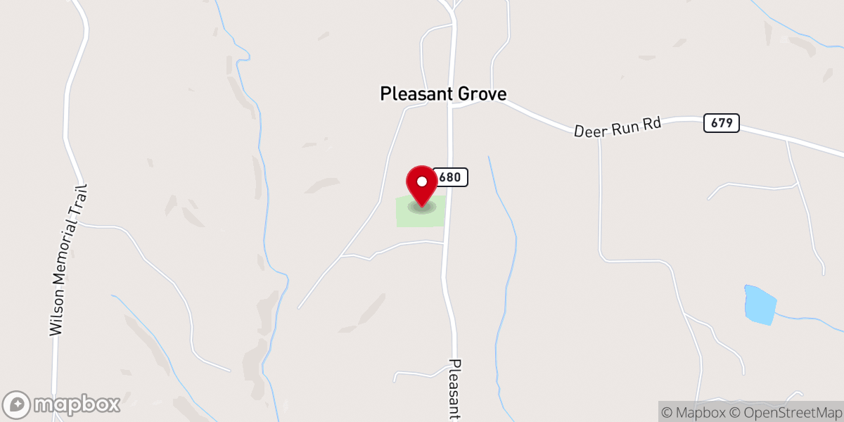 Map showing location of Pleasant Grove Christian Church