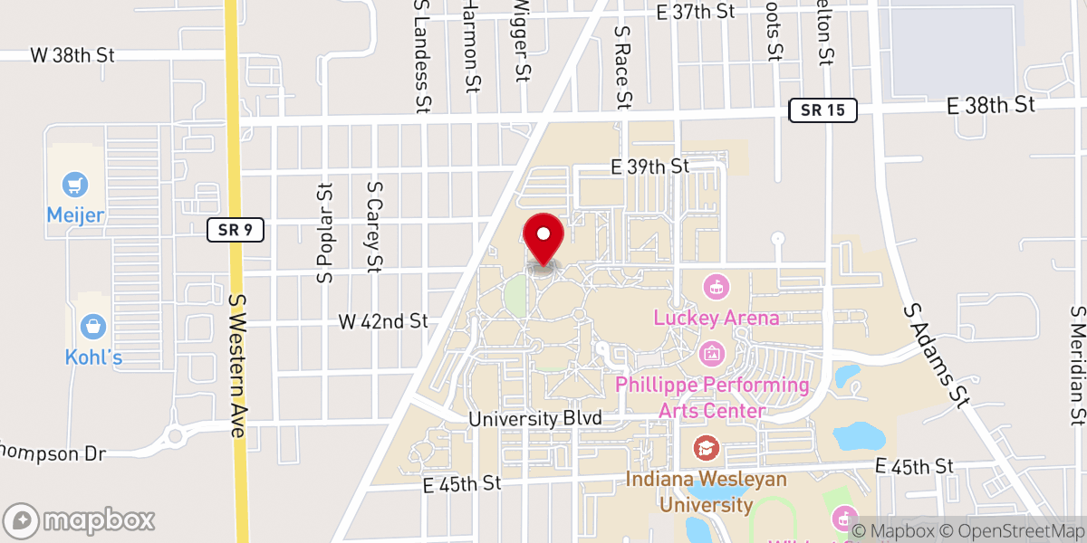 Map showing location of Williams Prayer Chapel