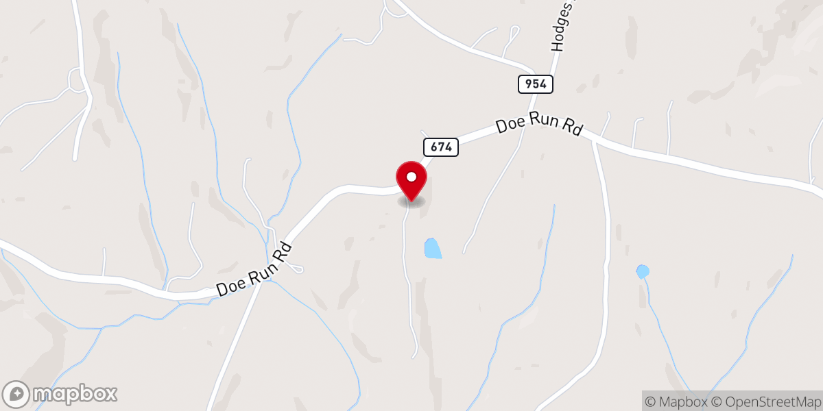 Map showing location of Dee Run Church