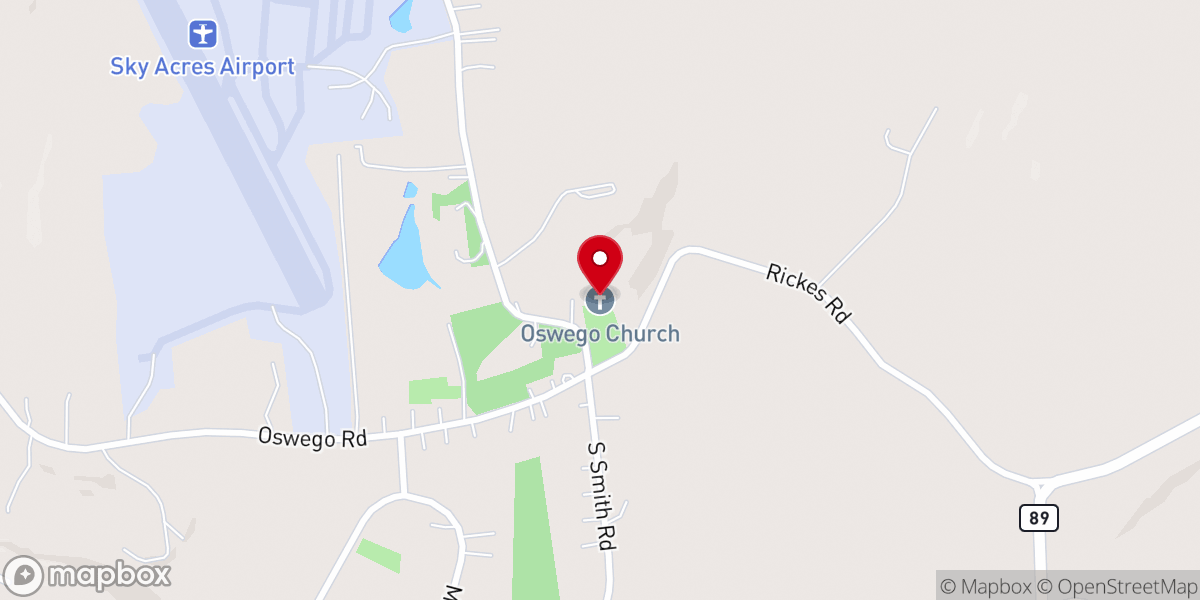 Map showing location of Oswego Church