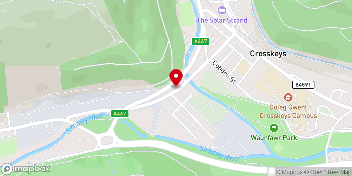 Map showing location of Crosskeys Pentecostal Church