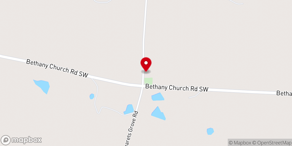 Map showing location of New Hope Baptist Church