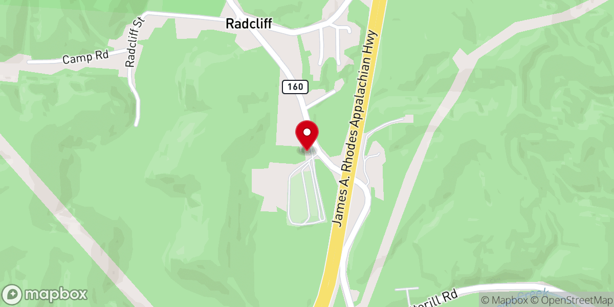 Map showing location of Radcliff United Brethren Church