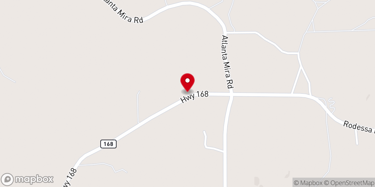 Map showing location of Line Creek Church