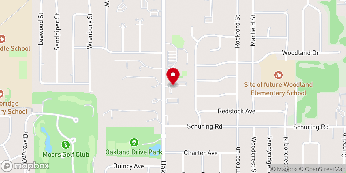 Map showing location of Oakland Drive Christian Church