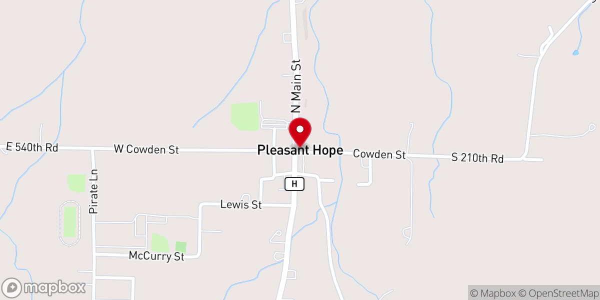 Map showing location of Pleasant Hope