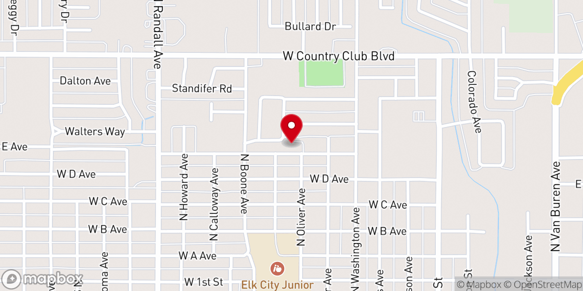 Map showing location of Western Oklahoma Catholic Faith Foundation