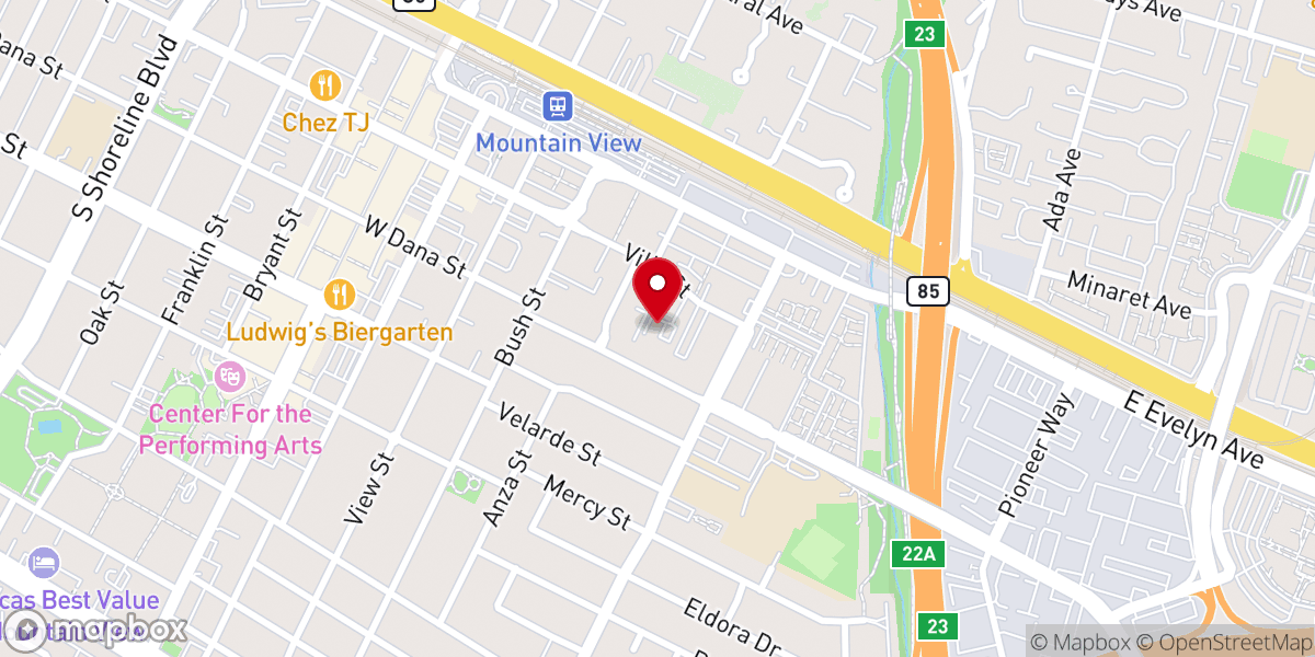 Map showing location of S.F.V. Portuguese Hall of Mountain View