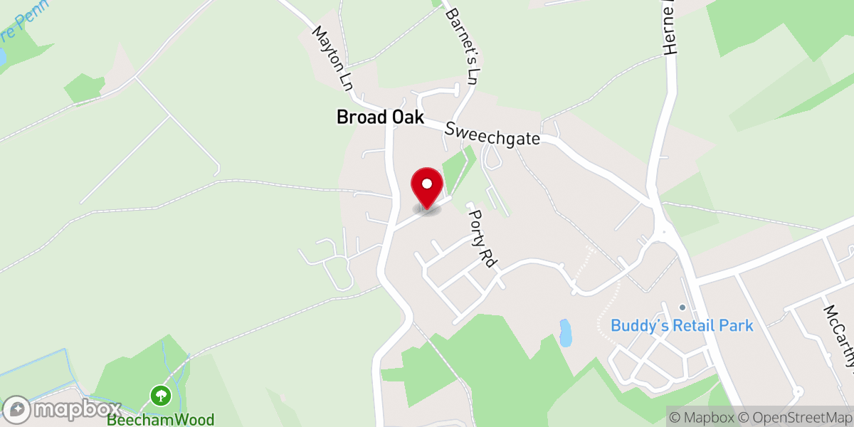 Map showing location of Broad Oak Chapel