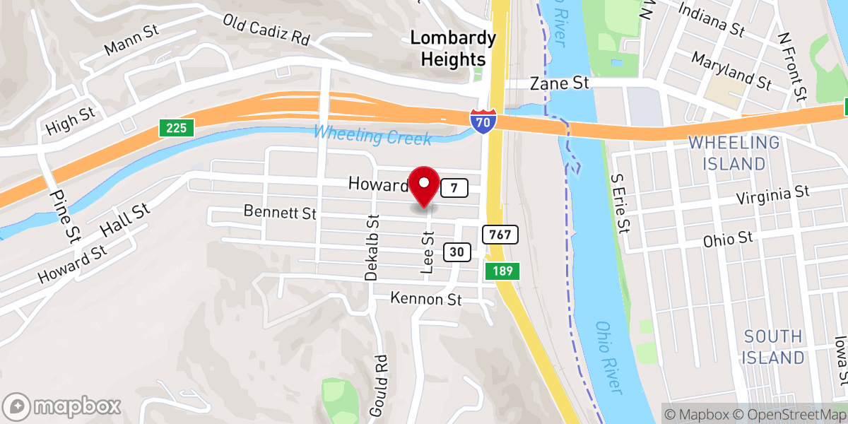 Map showing location of Trinity Evangelical Lutheran