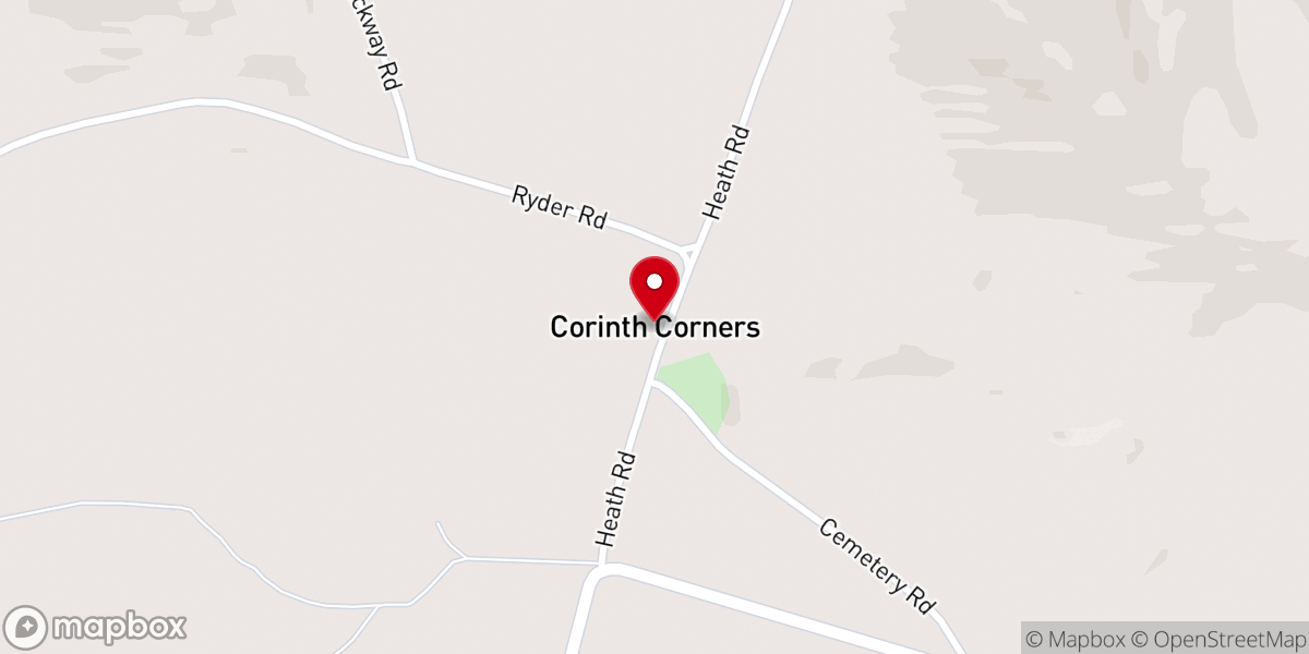 Map showing location of Corinth Corners