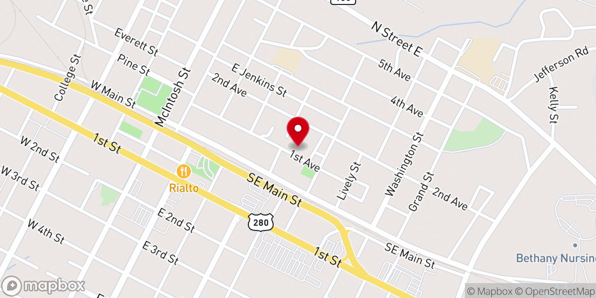 Map showing location of Harvest Time Faith Center Church