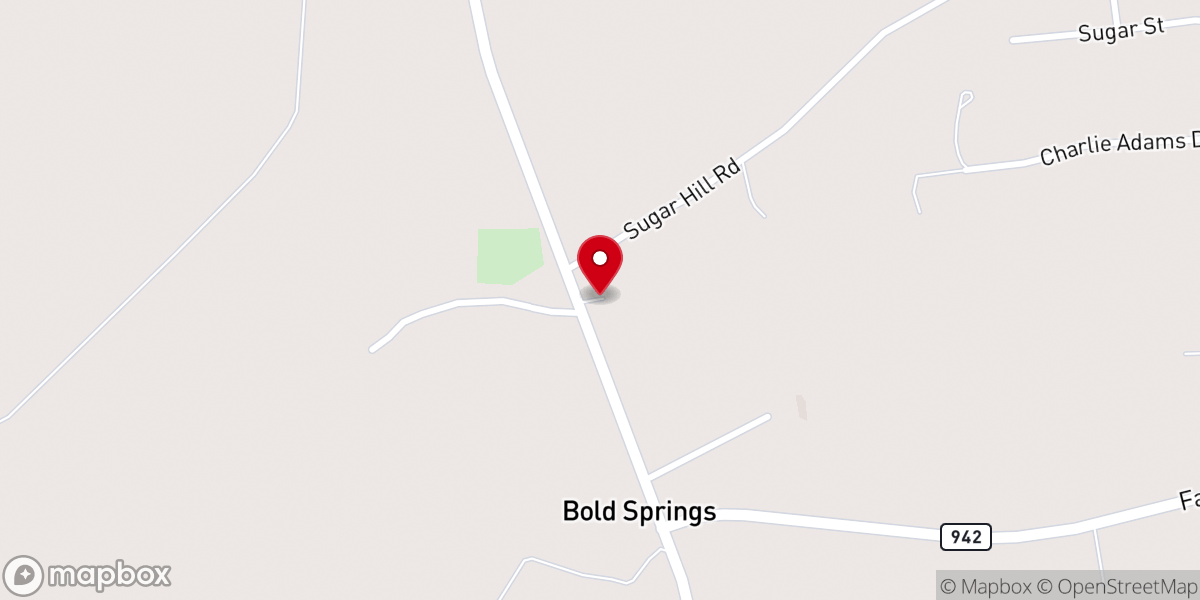 Map showing location of Bold Springs Church