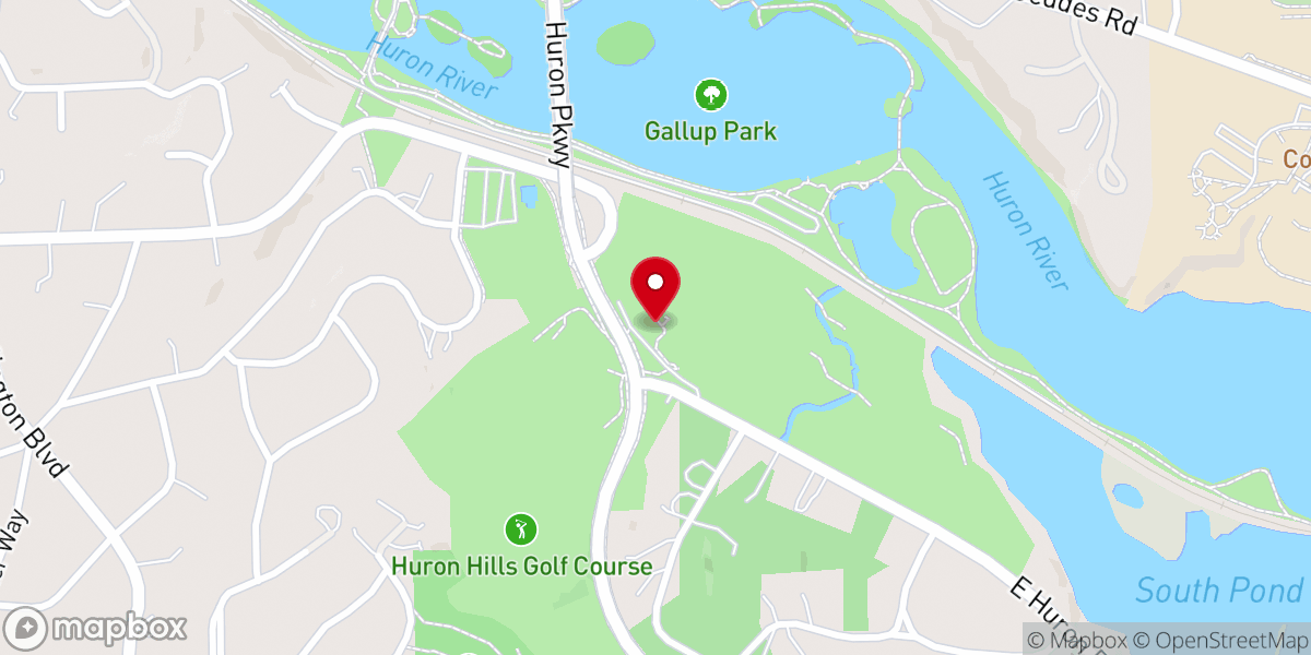 Map showing location of Huron Hills Church