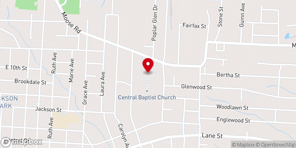 Map showing location of Central Baptist Church