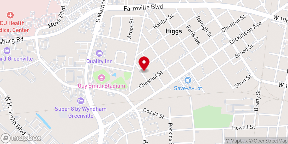 Map showing location of Cherry Lane Free Will Baptist