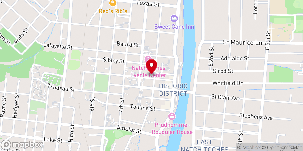 Map showing location of Natchitoches City Hall