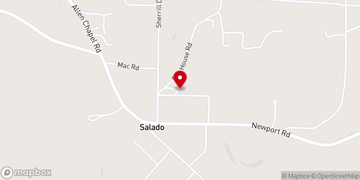 Map showing location of Church Salado Baptist