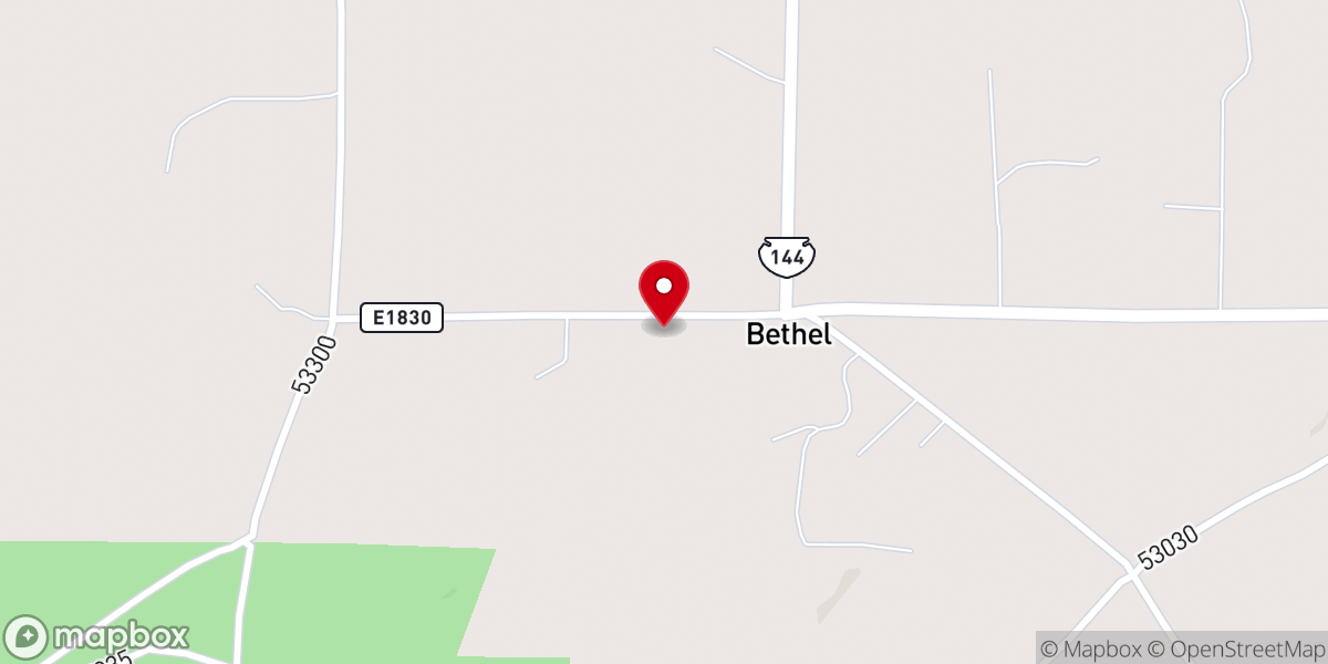 Map showing location of Bethel Missionary Baptist Church