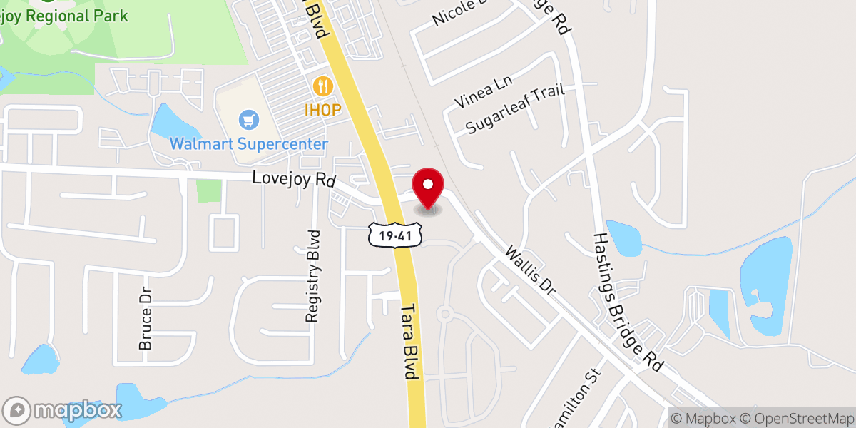 Map showing location of Lovejoy United Methodist Church