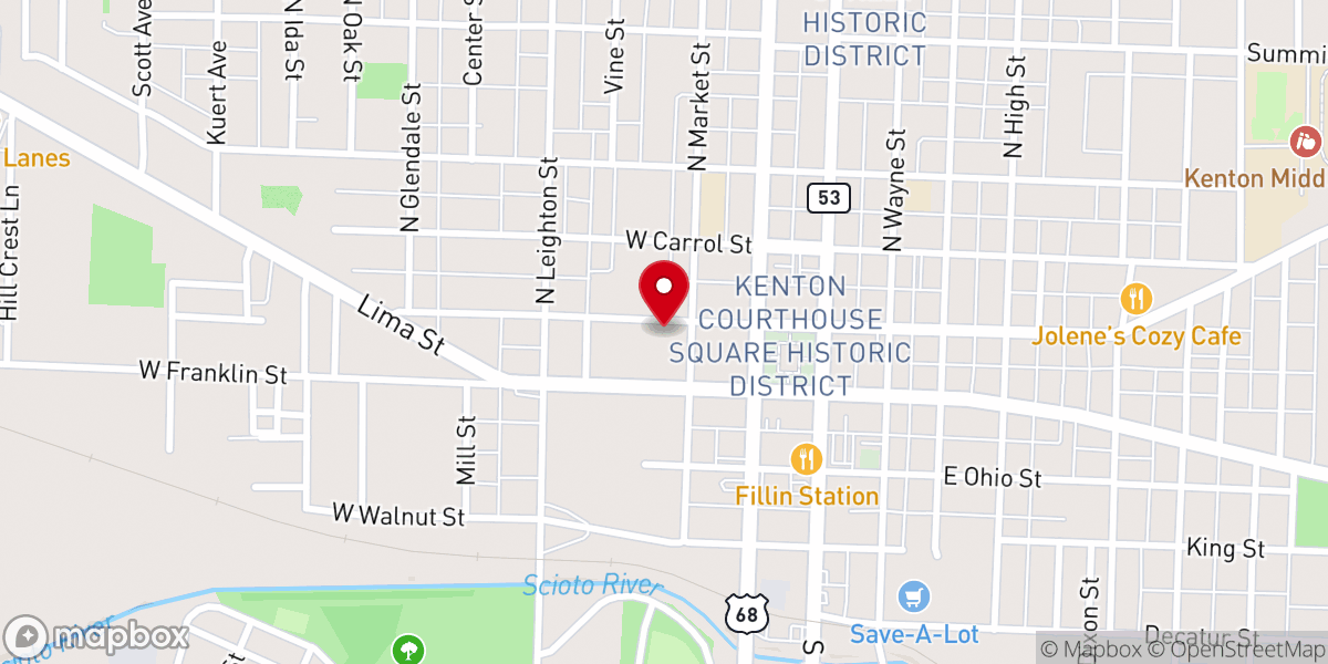 Map showing location of First Reformed United Church of Christ