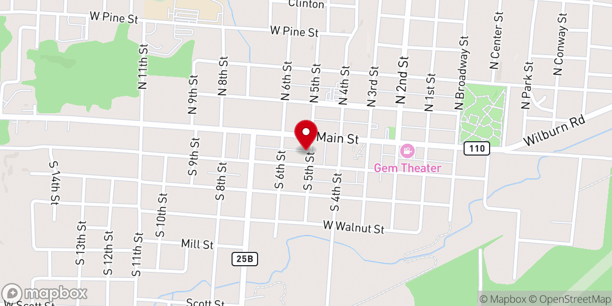 Map showing location of Downtown Church of Christ