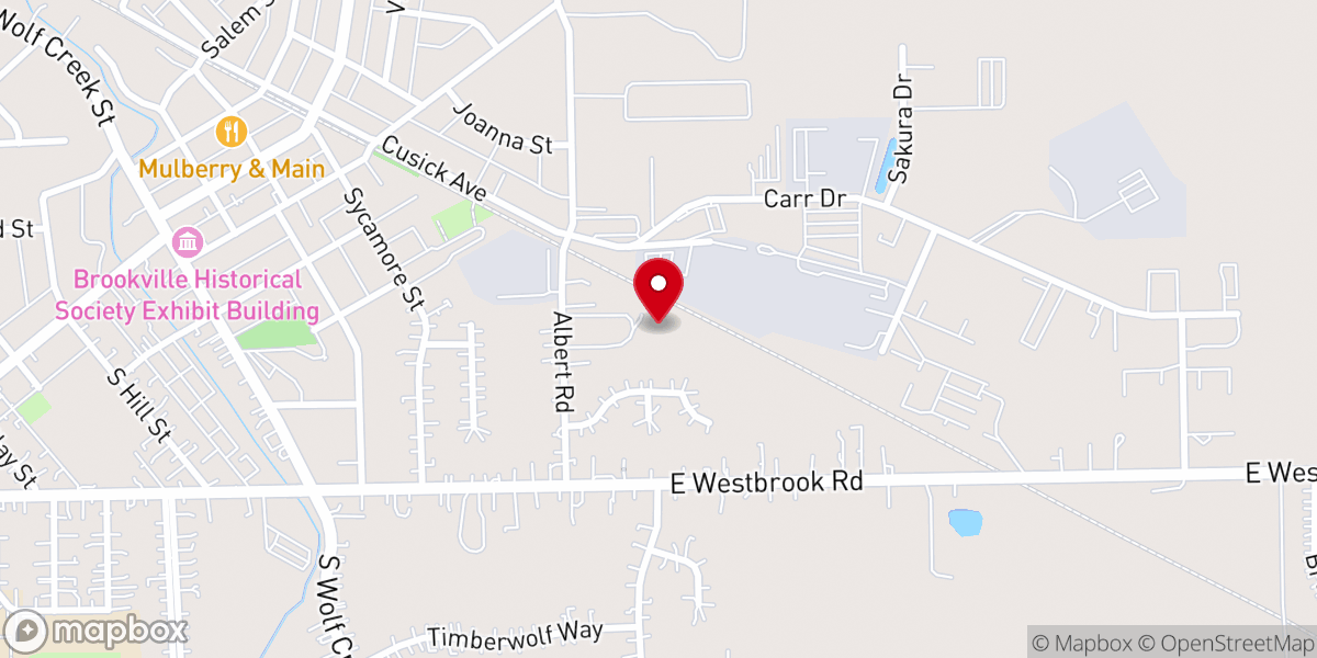Map showing location of First Baptist Church of Brookville