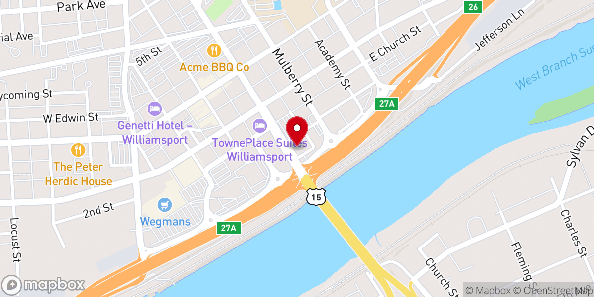 Map showing location of St. Mark's Lutheran Church