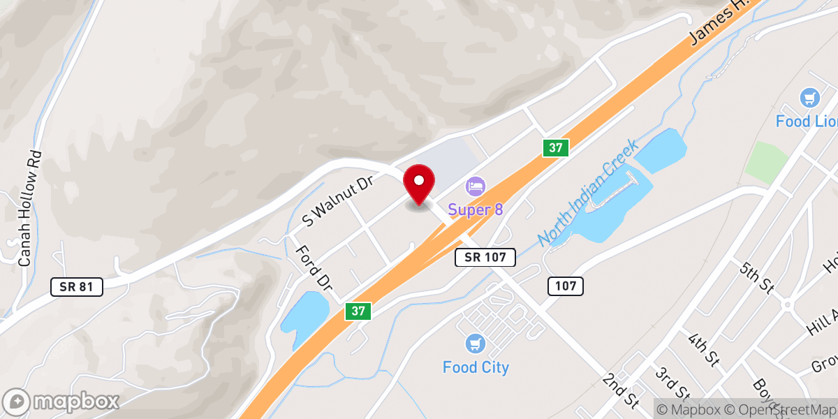 Map showing location of Canah Chapel Freewill Baptist Church