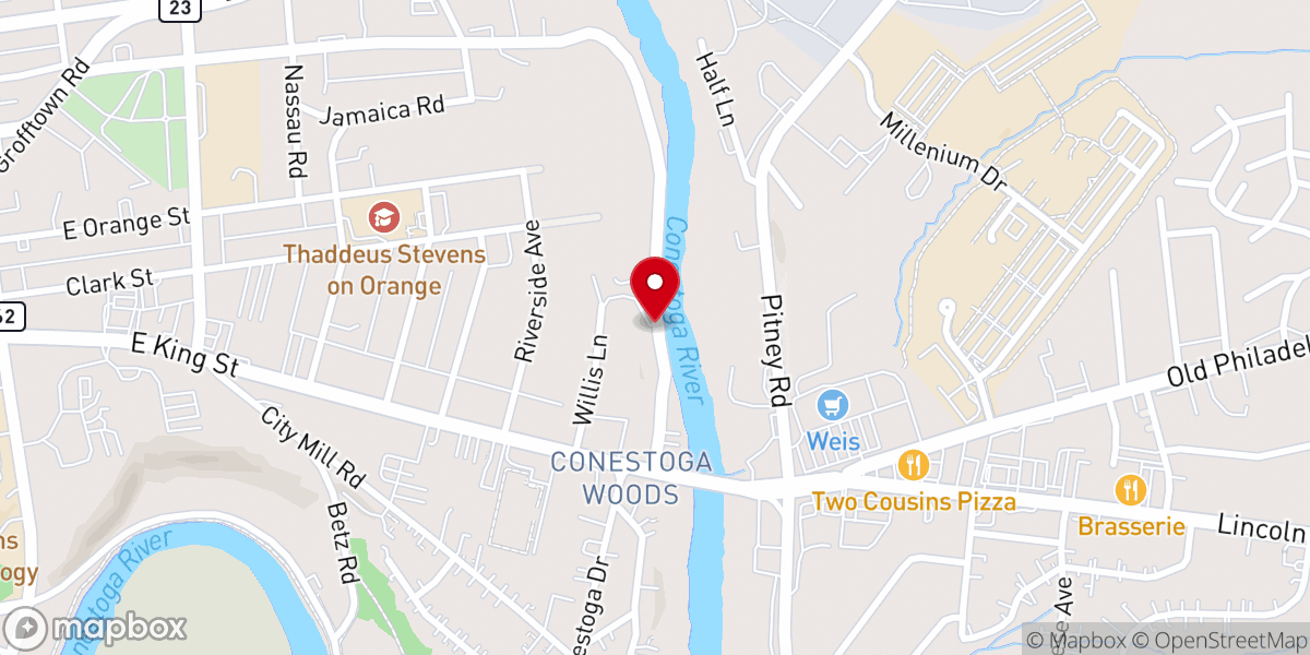 Map showing location of Conestoga Drive Mennonite Church