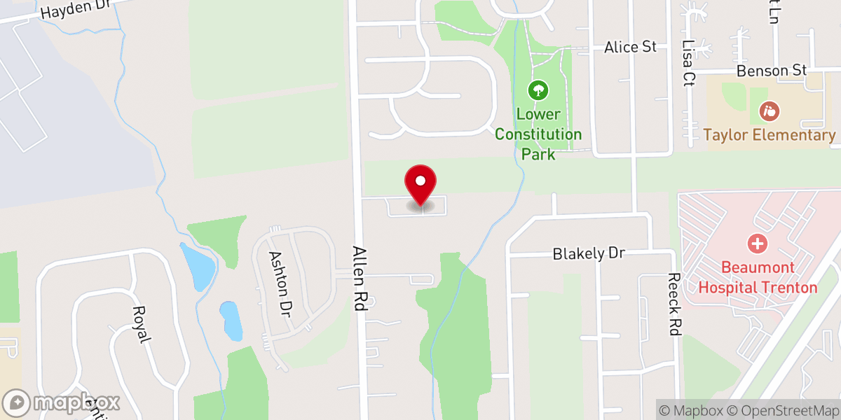 Map showing location of Woodhaven Free Will Baptist