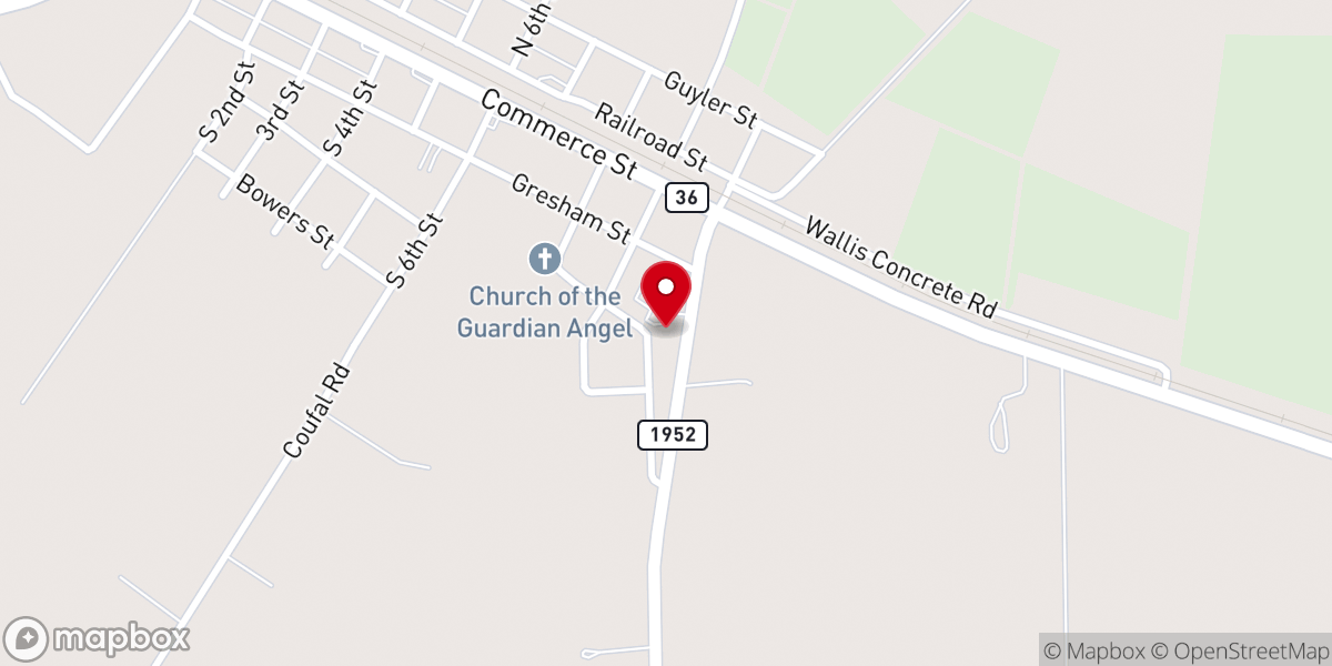 Map showing location of Guardian Angel Catholic Church