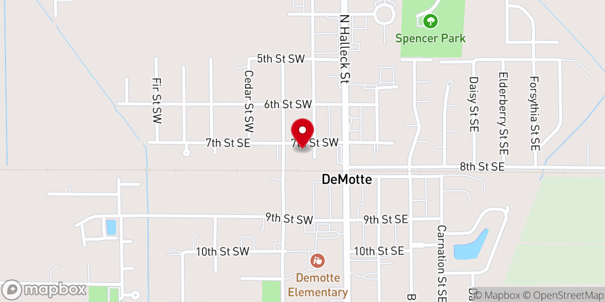 Map showing location of Demotte Church of Christ