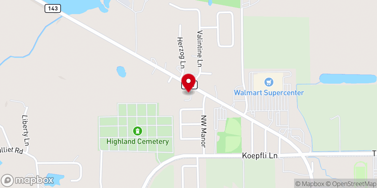Map showing location of Highland Southern Baptist Church