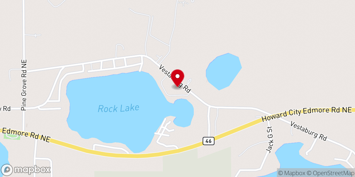 Map showing location of Rock Lake Christian Assembly