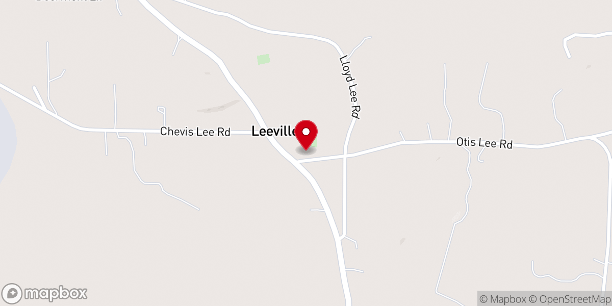 Map showing location of Leeville Missionary Baptist Church