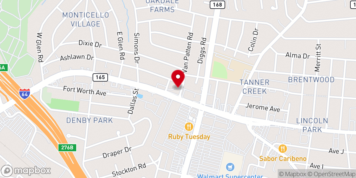 Map showing location of Oakdale Presbyterian Church