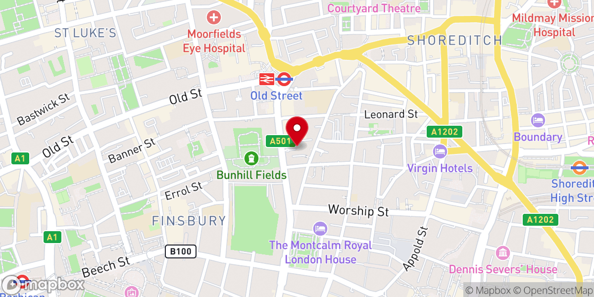 Map showing location of Wesley's Chapel & Leysian Mission