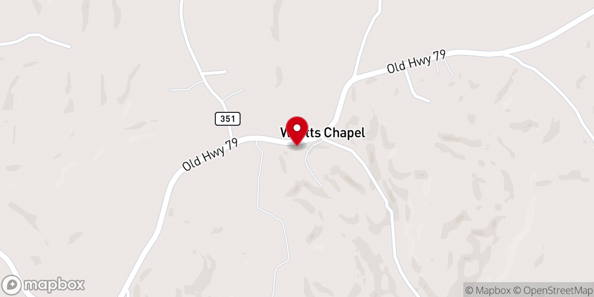 Map showing location of Wyatts Church