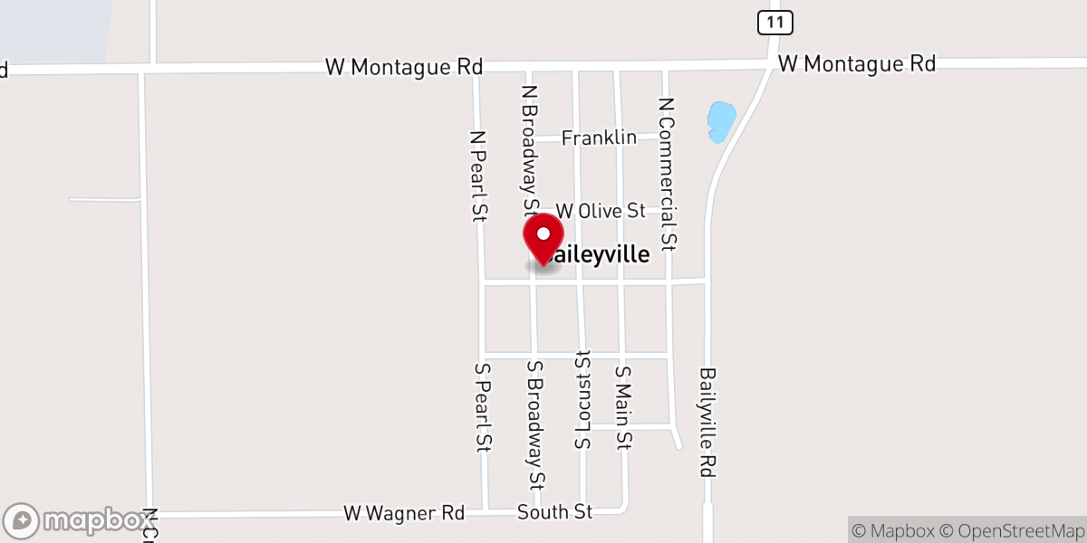Map showing location of Baileyville Reformed Church