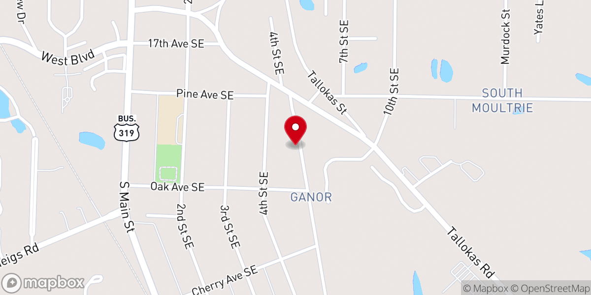 Map showing location of Colquitt County Baptist Association